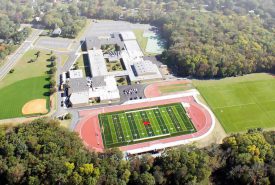 Westwood High School athletic field aerial view